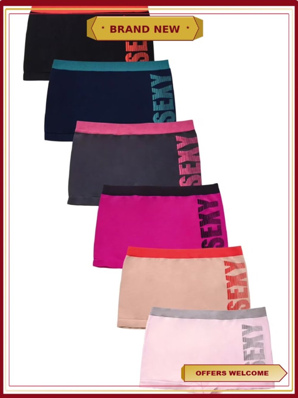 Women's Seamless Boyshort Panties Soft Stretch Boxer Briefs 6-Pack